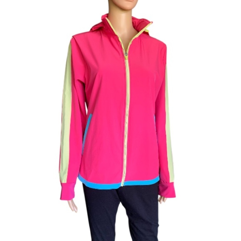 LANDSEND Women’s Woven Zip Cover Up Jacket, Water Resistant, Stowable Hood